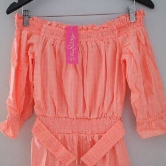 NWT Lilly Pulitzer Louisa Off The Shoulder Orange Mini Dress Size Small - Picture 6 of 12